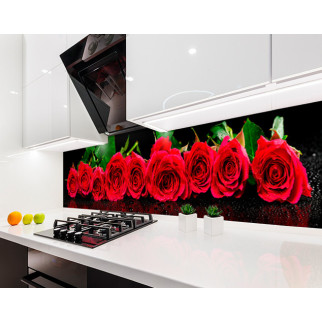 Наклейка на кухонний фартух 65 х 300 см, з фотодруком та захисною ламінацією червоні троянди, квіти (БП-s_fl11700-4) - Інтернет-магазин спільних покупок ToGether