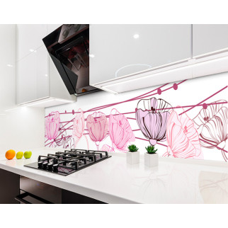 Наклейка на кухонний фартух 60 х 250 см, з фотодруком та захисною ламінацією рожеві маки, абстракція (БП-s_fl11721-1) - Інтернет-магазин спільних покупок ToGether