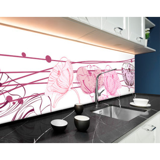 Наклейка на кухонний фартух 65 х 250 см, з фотодруком та захисною ламінацією рожеві маки, абстракція (БП-s_fl11721-2) - Інтернет-магазин спільних покупок ToGether