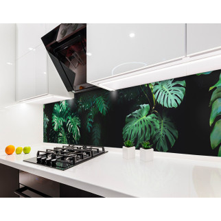 Наклейка на кухонний фартух 60 х 300 см, з фотодруком та захисною ламінацією листя монстери, рослини (БП-s_fl11733-3) - Інтернет-магазин спільних покупок ToGether