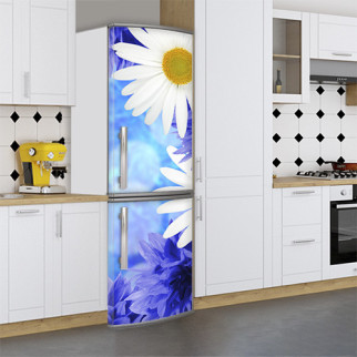 Вінілова наклейка на холодильник, ромашки білі, 180х65 см - Лицьова (В), з ламінуванням - Інтернет-магазин спільних покупок ToGether