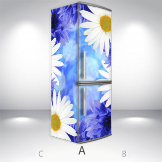 Наклейка на холодильник, ромашки білі, 200х65 см - Лицьова + Ліва (А), з ламінуванням - Інтернет-магазин спільних покупок ToGether