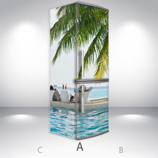 Наклейка на холодильник, море і пальми, 180х65 см - Лицьова + бічна, з ламінуванням - Інтернет-магазин спільних покупок ToGether