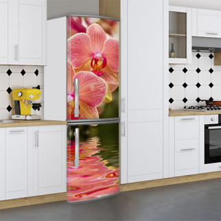 Наклейки на холодильник, орхідеї червоні, 180х65 см - Лицьова (В), з ламінуванням - Інтернет-магазин спільних покупок ToGether