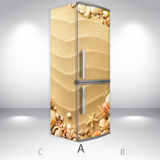 Наклейки на холодильник вінілова, морський пісок, 180х65 см - Лицьова + Ліва (А), з ламінуванням - Інтернет-магазин спільних покупок ToGether