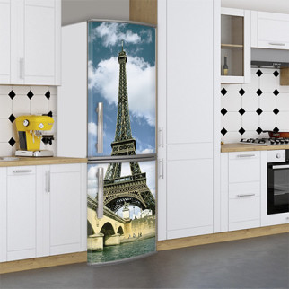 Наклейки на холодильник вінілова, париж з Ейфелевою вежею, 180х65 см - Лицьова (В), з ламінуванням - Інтернет-магазин спільних покупок ToGether