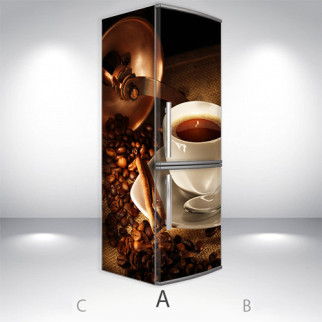 Наклейки на холодильник вінілова, чашка з кавою, 180х65 см - Лицьова + Ліва (А), з ламінуванням - Інтернет-магазин спільних покупок ToGether