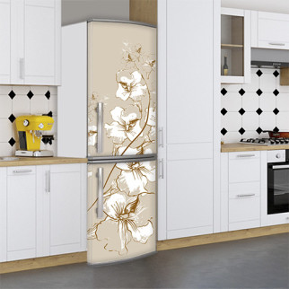 Вінілова наклейка на холодильник, квітучий квітка, 180х65 см - Лицьова (В), з ламінуванням - Інтернет-магазин спільних покупок ToGether