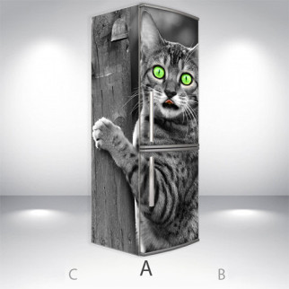 Наклейки на холодильник вінілова, кішка, 180х65 см - Лицьова + Ліва (А), з ламінуванням - Інтернет-магазин спільних покупок ToGether