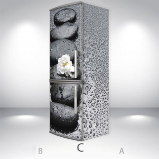 Вінілова наклейка на холодильник, ряд каменів з квіткою, 180х65 см - Лицьова + Права (C), з ламінуванням - Інтернет-магазин спільних покупок ToGether