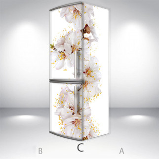 Вінілова наклейка на холодильник, квітуча вишня, 200х60 см - Лицьова + Права (C), з ламінуванням - Інтернет-магазин спільних покупок ToGether