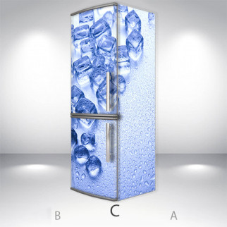 Вінілова наклейка на холодильник, кубики льоду, 180х60 см - Лицьова + Права (C), з ламінуванням - Інтернет-магазин спільних покупок ToGether