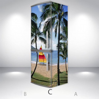 Наклейка на холодильник, пляж і пальми, 180х65 см - Лицьова + Права (C), з ламінуванням - Інтернет-магазин спільних покупок ToGether