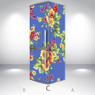 Вінілова наклейка на холодильник, квіти на гобелені, 180х60 см - Лицьова + Права (C), з ламінуванням - Інтернет-магазин спільних покупок ToGether