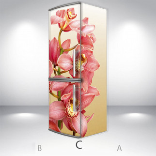 Наклейки на холодильник, орхідеї рожеві, 180х60 см - Лицьова + Права (C), з ламінуванням - Інтернет-магазин спільних покупок ToGether