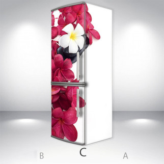 Наклейка на холодильник, квіти на білому, 180х60 см - Лицьова + Права (C), з ламінуванням - Інтернет-магазин спільних покупок ToGether