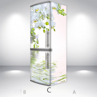 Наклейка на холодильник, орхідеї білі, 180х60 см - Лицьова + Права (C), з ламінуванням - Інтернет-магазин спільних покупок ToGether