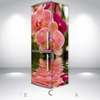 Наклейки на холодильник, орхідеї червоні, 180х60 см - Лицьова + Права (C), з ламінуванням - Інтернет-магазин спільних покупок ToGether