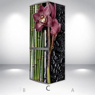 Наклейки на холодильник, орхідеї і бамбук, 180х60 см - Лицьова + Права (C), з ламінуванням - Інтернет-магазин спільних покупок ToGether