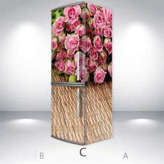 Вінілова наклейка на холодильник, квіти троянди, 180х60 см - Лицьова + Права (C), з ламінуванням - Інтернет-магазин спільних покупок ToGether