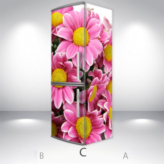 Вінілова наклейка на холодильник, квіти ромашки, 180х60 см - Лицьова + Права (C), з ламінуванням - Інтернет-магазин спільних покупок ToGether