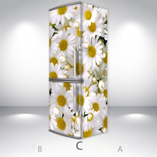 Наклейки на холодильник, квіти, ромашки, 180х60 см - Лицьова + Права (C), з ламінуванням - Інтернет-магазин спільних покупок ToGether