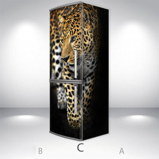 Вінілова наклейка на холодильник, леопард, 200х60 см - Лицьова + Права (C), з ламінуванням - Інтернет-магазин спільних покупок ToGether