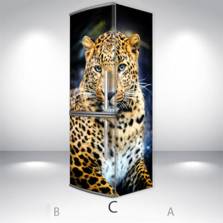 Наклейки на холодильник вінілова, леопард, 180х65 см - Лицьова + Права (C), з ламінуванням - Інтернет-магазин спільних покупок ToGether