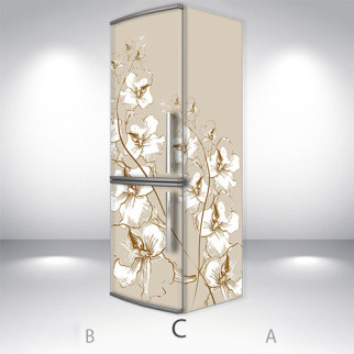 Наклейка для холодильника, квітучий квітка, 200х60 см - Лицьова + Права (C), з ламінуванням - Інтернет-магазин спільних покупок ToGether