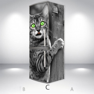 Наклейки для холодильника, кішка, 180х60 см - Лицьова + Права (C), з ламінуванням - Інтернет-магазин спільних покупок ToGether