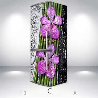 Наклейки на холодильник, квіти на бамбуку, 180х65 см - Лицьова + Права (C), з ламінуванням - Інтернет-магазин спільних покупок ToGether