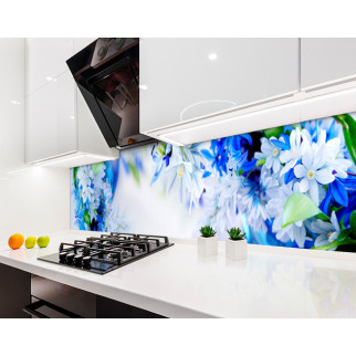Наклейка на кухонний фартух 60 х 200 см, з фотодруком та захисною ламінацією білі і сині квіти (БП-s_fl11692) - Інтернет-магазин спільних покупок ToGether