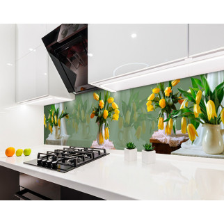 Наклейка на кухонний фартух 60 х 200 см, з фотодруком та захисною ламінацією жовті тюльпани (БП-s_fl11698) - Інтернет-магазин спільних покупок ToGether