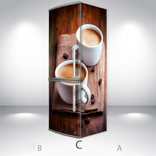 Наклейка на холодильник, з чашками кави, 180х65 см - Лицьова + Права (C), з ламінуванням - Інтернет-магазин спільних покупок ToGether
