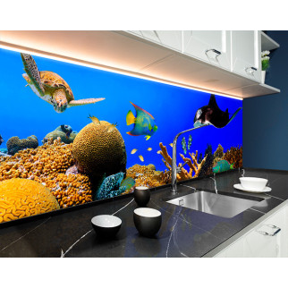 Наклейка на кухонний фартух 60 х 200 см, з фотодруком та захисною ламінацією рибки, море, корали (БП-s_an169) - Інтернет-магазин спільних покупок ToGether