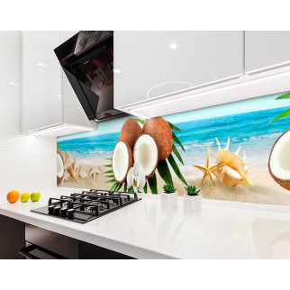 Наклейка на кухонний фартух 60 х 300 см, з фотодруком та захисною ламінацією кокоси, тропічний пляж (БП-s_ed608-3) - Інтернет-магазин спільних покупок ToGether