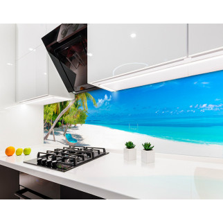 Наклейка на кухонний фартух 60 х 300 см, з фотодруком та захисною ламінацією білий пісок, пальми, природа (БП-s_mp190-3) - Інтернет-магазин спільних покупок ToGether