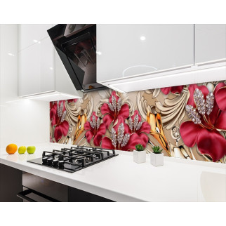 Наклейка на кухонний фартух 65 х 250 см, з фотодруком та захисною ламінацією з квітами та коштовностями (БП-s_3d1010-2) - Інтернет-магазин спільних покупок ToGether
