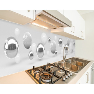 Наклейка на кухонний фартух 60 х 300 см, з фотодруком та захисною ламінацією дзеркальні та білі кулі (БП-s_3d1011-3) - Інтернет-магазин спільних покупок ToGether