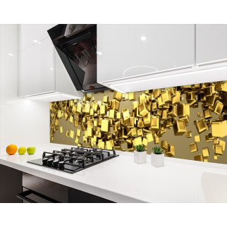 Наклейка на кухонний фартух 60 х 200 см, з фотодруком та захисною ламінацією куби золоті (БП-s_ab083) - Інтернет-магазин спільних покупок ToGether