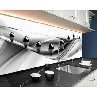Наклейка на кухонний фартух 60 х 200 см, з фотодруком та захисною ламінацією дзеркальні кулі на хвилях (БП-s_ab11068) - Інтернет-магазин спільних покупок ToGether