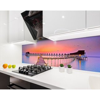 Наклейка на кухонний фартух 60 х 200 см, з фотодруком та захисною ламінацією будиночки на воді (БП-s_br112) - Інтернет-магазин спільних покупок ToGether