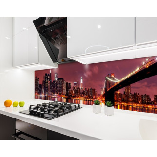 Наклейка на кухонний фартух 60 х 300 см, з фотодруком та захисною ламінацією вечірнє місто з мостом (БП-s_br120-3) - Інтернет-магазин спільних покупок ToGether
