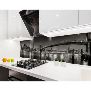 Наклейка на кухонний фартух 60 х 200 см, з фотодруком та захисною ламінацією міст Бруклінський чорно білий (БП-s_br133) - Інтернет-магазин спільних покупок ToGether
