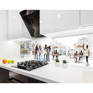 Наклейка на кухонний фартух 60 х 200 см, з фотодруком та захисною ламінацією вулички Паризькі графіка (БП-s_cd154) - Інтернет-магазин спільних покупок ToGether