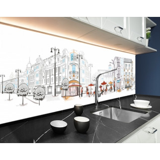 Наклейка на кухонний фартух 60 х 300 см, з фотодруком та захисною ламінацією вулиці Парижа графіка (БП-s_cd159-3) - Інтернет-магазин спільних покупок ToGether