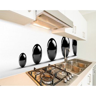 Наклейка на кухонний фартух 60 х 300 см, з фотодруком та захисною ламінацією кулі чорні на білому тлі (БП-s_df158-3) - Інтернет-магазин спільних покупок ToGether
