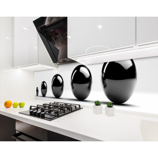 Наклейка на кухонний фартух 65 х 300 см, з фотодруком та захисною ламінацією кулі чорні на білому тлі (БП-s_df158-4) - Інтернет-магазин спільних покупок ToGether
