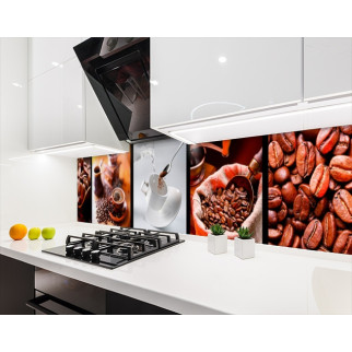 Наклейка на кухонний фартух 60 х 250 см, з фотодруком та захисною ламінацією чашка кави із зернами (БП-s_ed031-1) - Інтернет-магазин спільних покупок ToGether