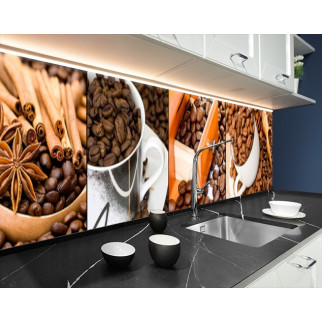Наклейка на кухонний фартух 60 х 200 см, з фотодруком та захисною ламінацією кавові зерна з корицею (БП-s_ed040) - Інтернет-магазин спільних покупок ToGether